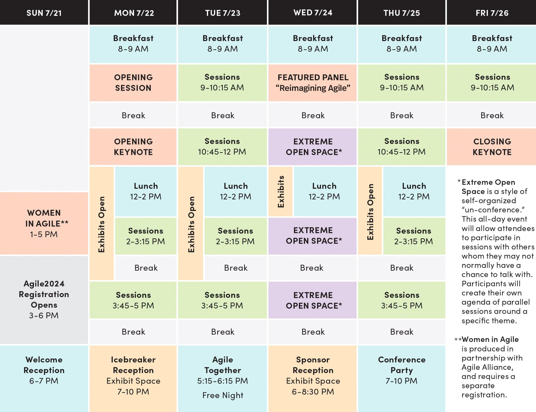 Agile2024 Schedule at a Glance