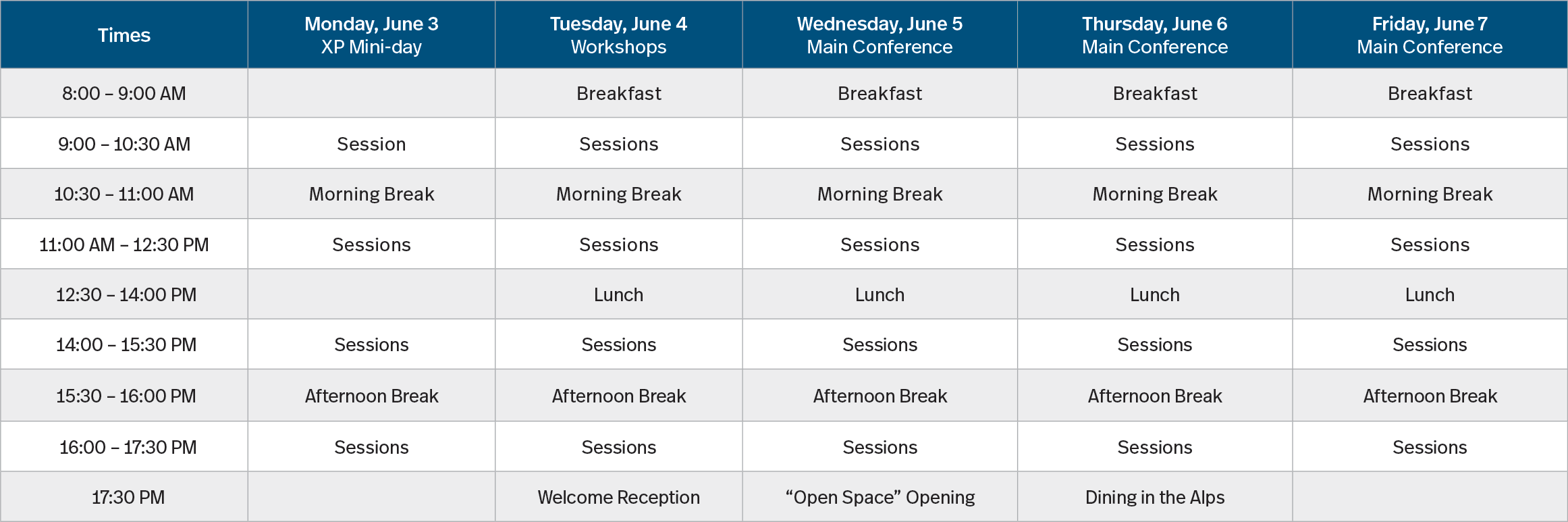 XP 2024 Schedule